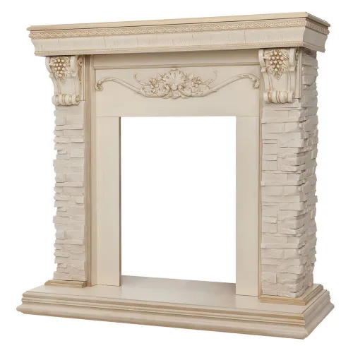 Портал RealFlame Patricia STD (под очаг Majestic, Fobos) белый дуб с золотой патиной, сланец белый