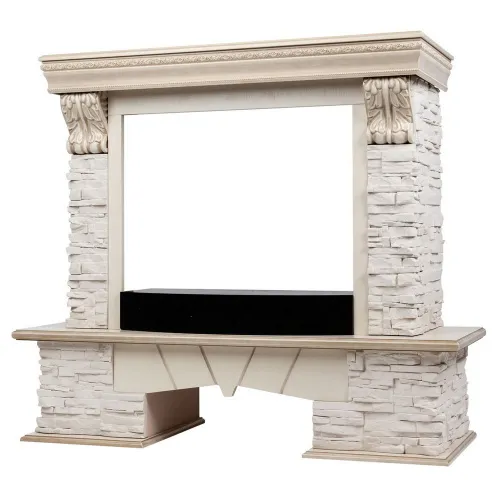 Портал RealFlame Rockland Lux (под очаг 25/25,5) белый дуб с золотой пат, сланец белый